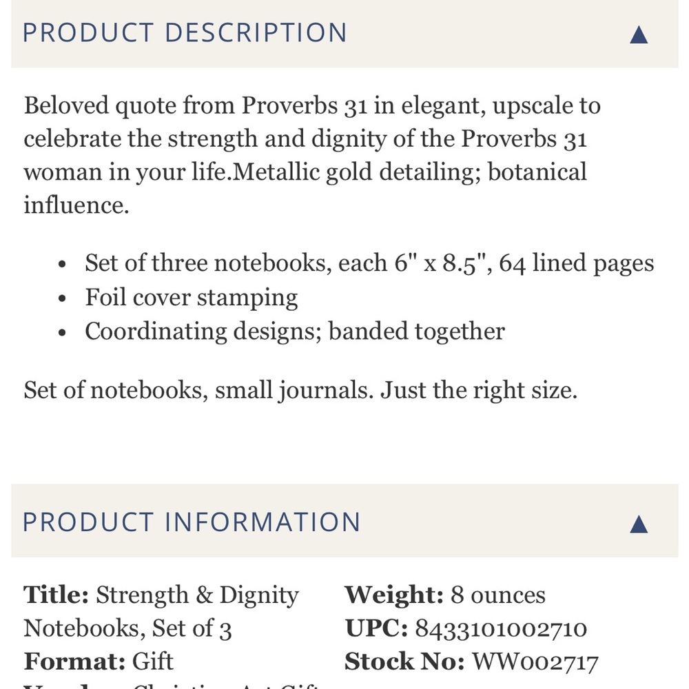 NWT Set of 3 Elegant Notebooks with Gold Detailing “STRENGTH & DIGNITY” - Picture 7 of 7
